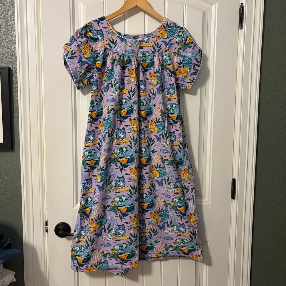 Printfresh Meowing Mermaids - Retro Dreams Nightgown - Lavender